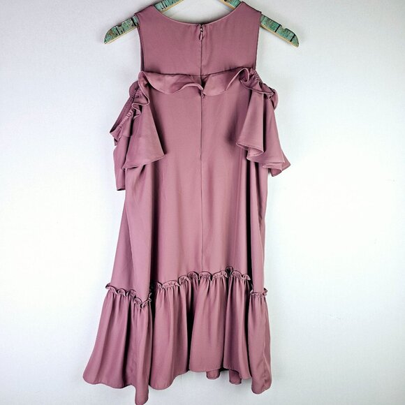 Amanda Uprichard Pirouette Henna Cold Shoulder Drop Waist Mauve Lined Dress, Sm - Picture 6 of 10